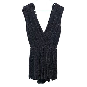 Charlotte Russe Black Silver Shimmer Romper Medium Party